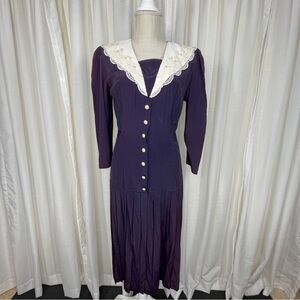 Vintage purple 80’s Jody California dropped waist dress